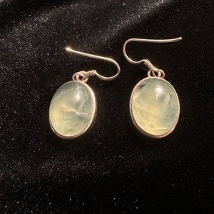 Sterling Silver and pale green Prehnite earrings